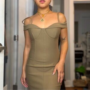 Khaki Nude Formal Dress
